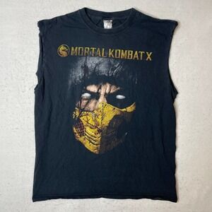 Mortal Kombat X Scorpion T Shirt Jerzees Black Graphic Sleeveless Large‎